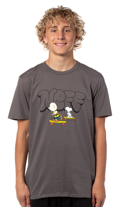 Neff Peanuts Men's Charlie Brown and Snoopy Skateboard Adventure T-Shirt (3X-Large)