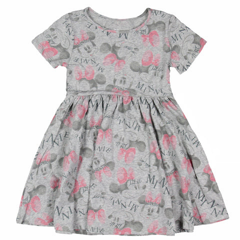 Disney Toddler Girls' Minnie Mouse Pink Bow Allover Print Design Dress
