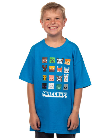 Minecraft Video Game T-Shirt Boys' Creeper Blaze Bee Llama Character Tee (M)