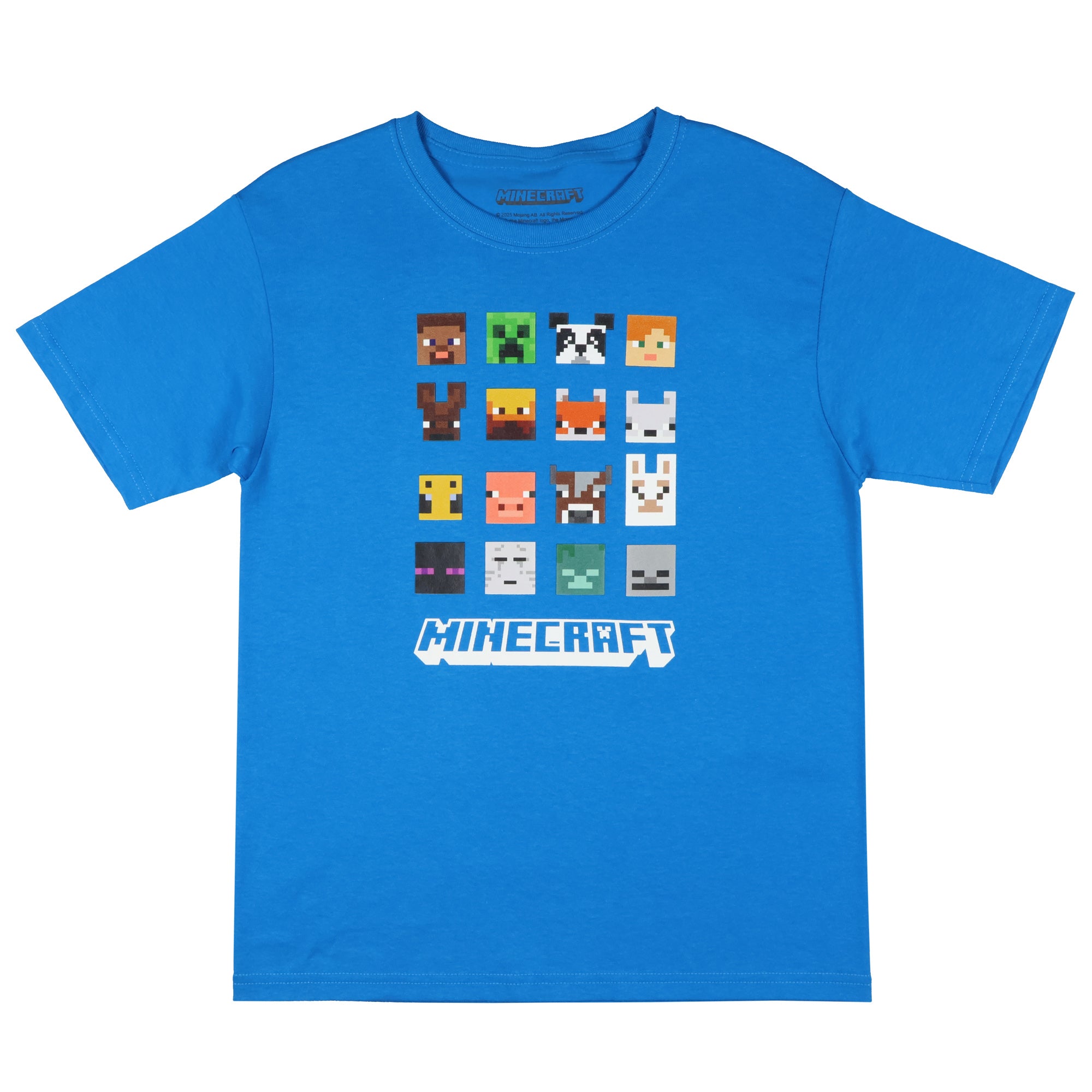 Minecraft Video Game T-Shirt Boys' Creeper Blaze Bee Llama Character Tee (L)