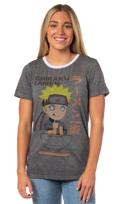 Naruto Shippuden Women's Ramen Is The Best Pleasure Ringer Burnout T-Shirt Adult