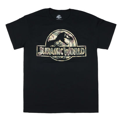 Jurassic World Men's T-Shirt Camo Filled Logo Design Short Sleeve Tee (2X-Large)