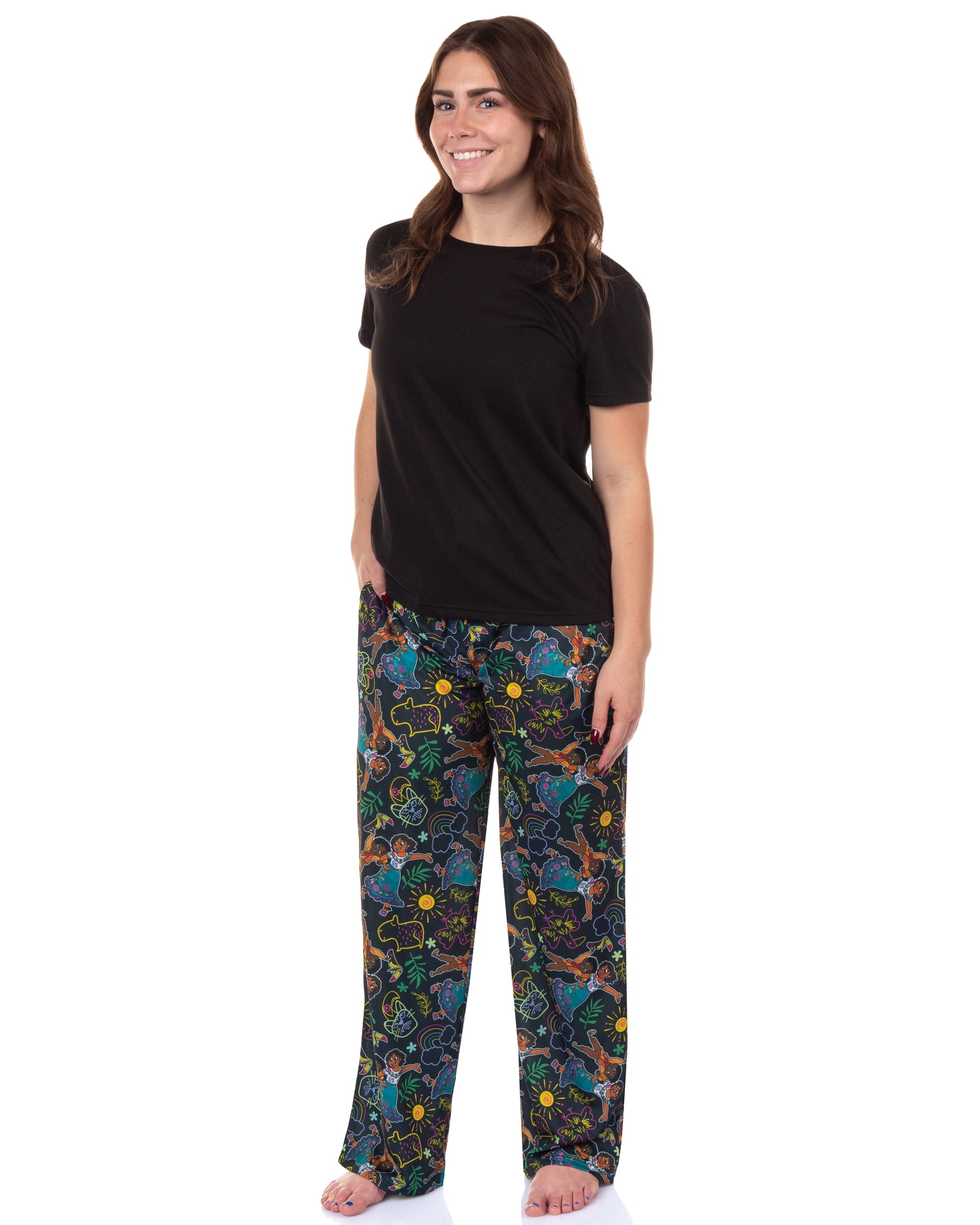 Disney Women's Encanto Allover Character and Drawings Lounge Pajama Pants