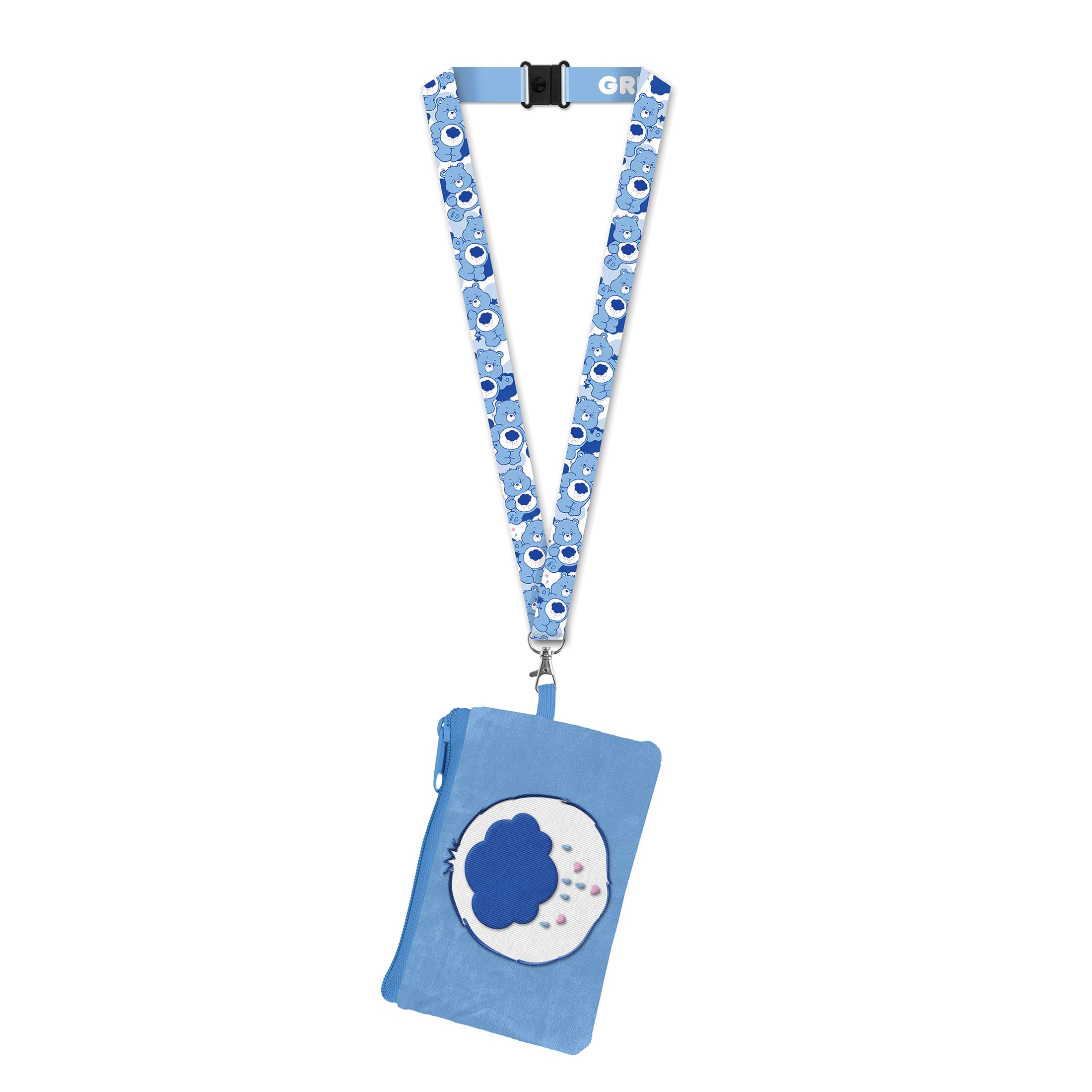 Care Bears Lanyard Grumpy Bear Breakaway Zipper Plush Pouch ID Holder Keychain