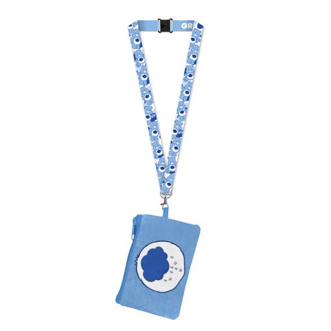 Care Bears Lanyard Grumpy Bear Breakaway Zipper Plush Pouch ID Holder Keychain