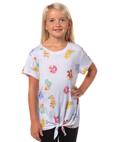 Care Bears Girl's Rainbow All Over Print Kids Short Sleeve T-Shirt