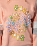 Care Bears Women's Colorful Bear Spiral Varsity Pullover Sweater