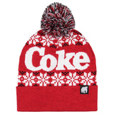 Coca-Cola Coke Fair isle Sweater Knit Polar Bear Logo Folded Cuff Pom Beanie