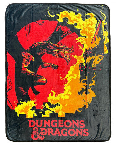 Dungeons & Dragons Blanket D&D Castle Red Inferno Dragon Throw 45" X 60"