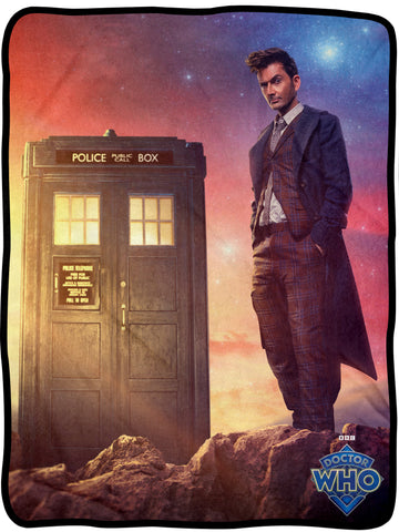 Doctor Who Throw Blanket - 10th Doctor David Tenant Fleece Throw Blanket 45x60