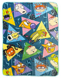 Nickelodeon Blanket 90's Inspired All-Over Character Design Plush Fleece Throw