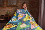 Nickelodeon Blanket 90's Inspired All-Over Character Design Plush Fleece Throw