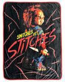 Child's Play Throw Blanket Snitches Get Stitches Soft Blanket With Buttons 45" x 60"