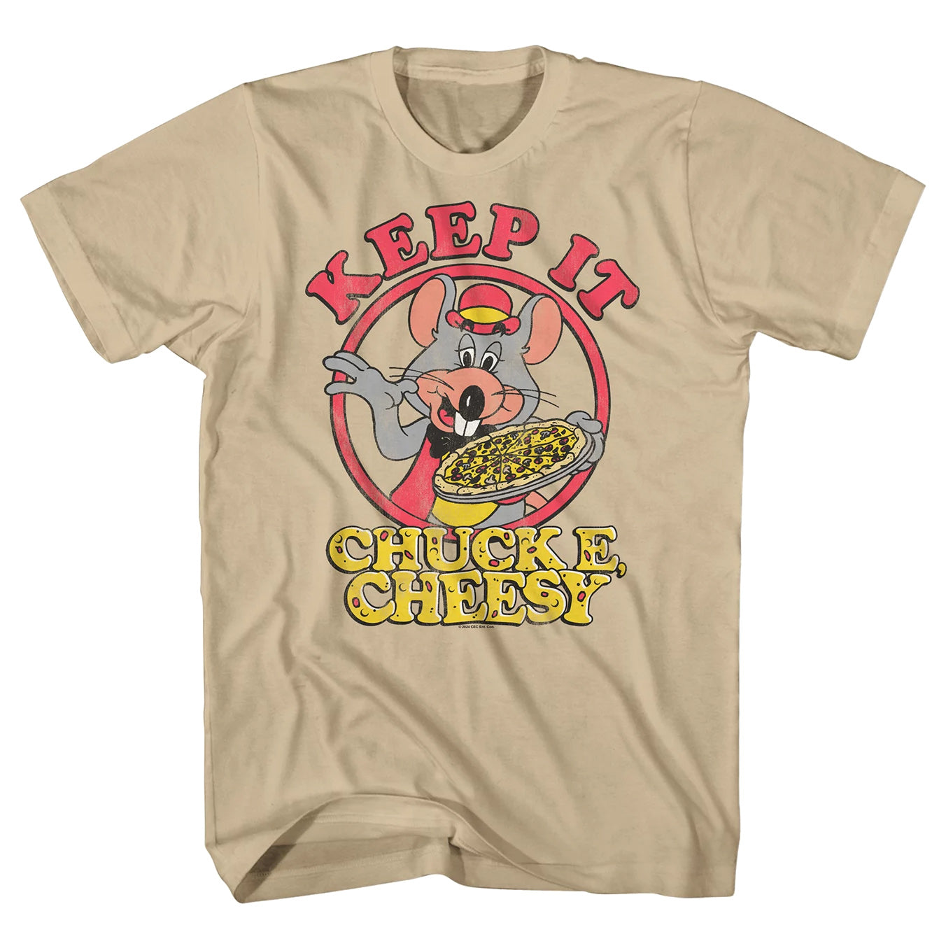 Chuck E Cheese T-Shirt Men's Keep It Cheesy Character Logo Design Tee