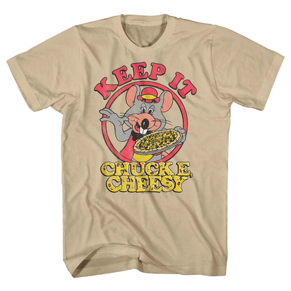 Chuck E Cheese T-Shirt Men's Keep It Cheesy Character Logo Design Tee