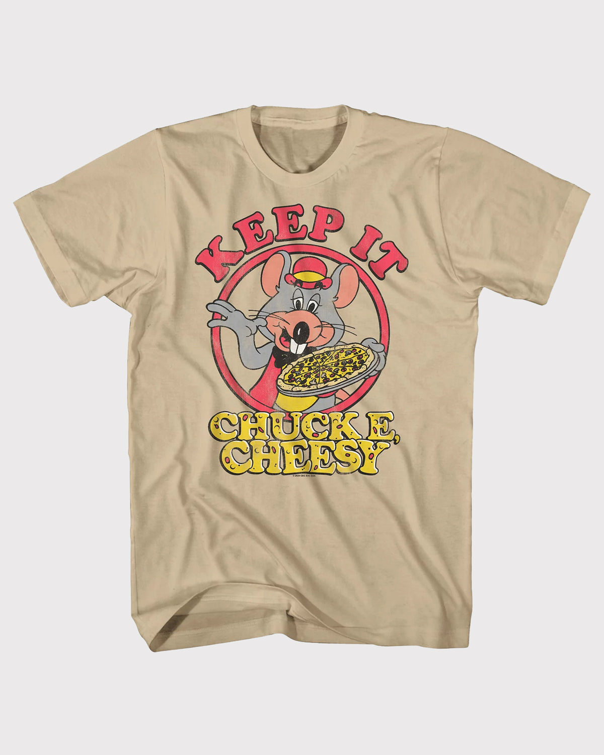 Chuck E Cheese T-Shirt Men's Keep It Cheesy Character Logo Design Tee