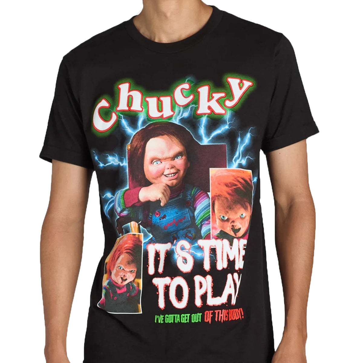 Chucky T-Shirt Men's It's Time To Play Short Sleeve Graphic Print Top