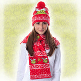Dr. Seuss GRINCH Who Stole Christmas Knit Scarf & Pom Beanie Set