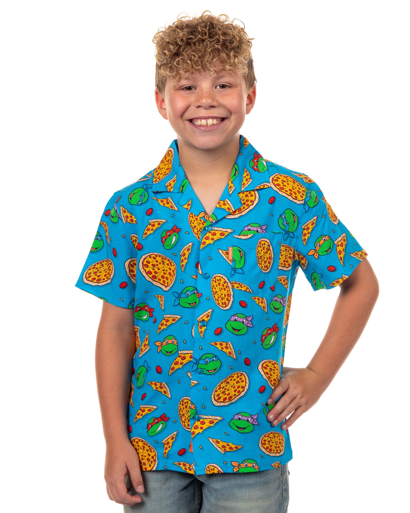 Teenage Mutant Ninja Turtles Hawaiian Shirt Boys' Pizza Woven Button Up Top