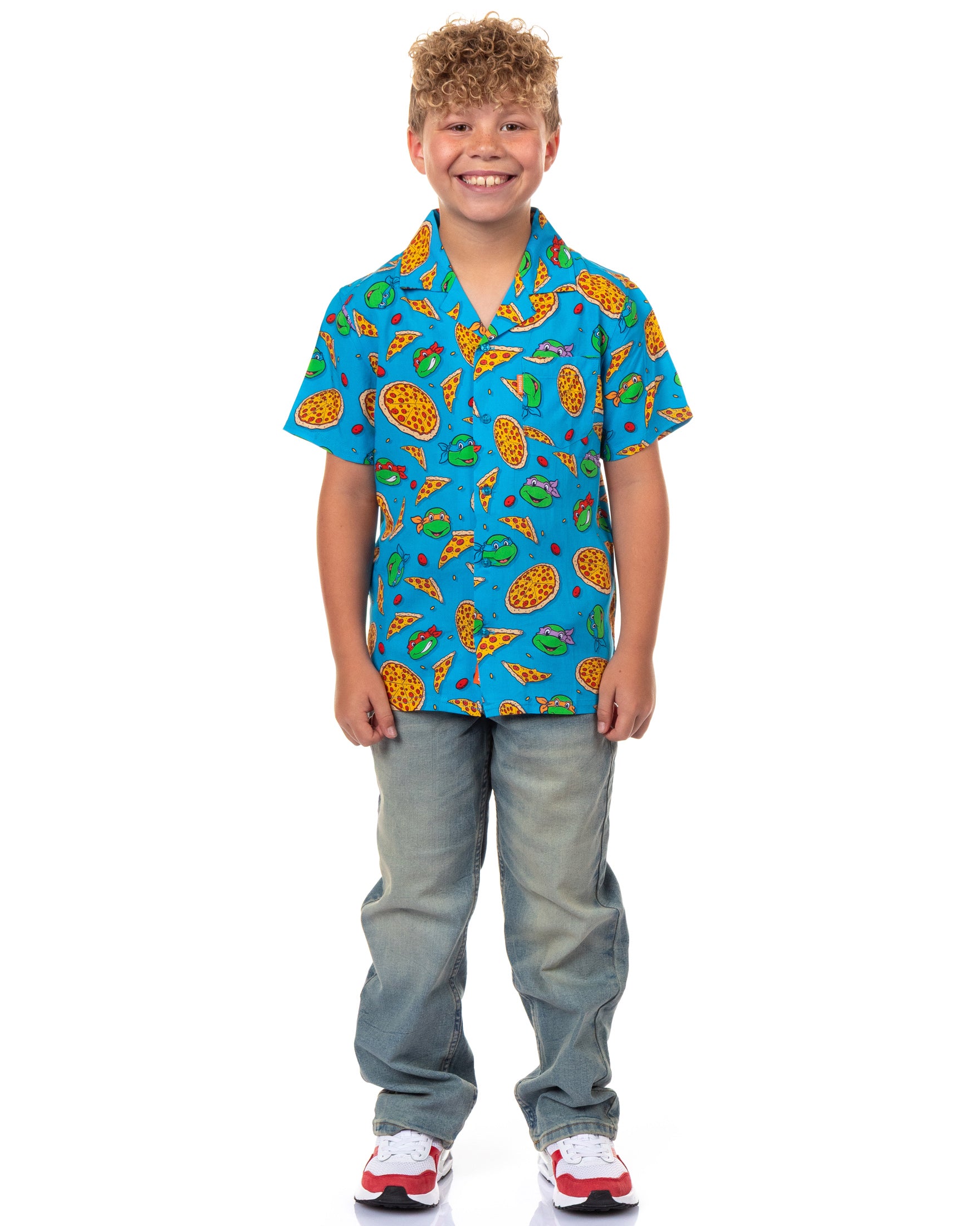 Teenage Mutant Ninja Turtles Hawaiian Shirt Boys' Pizza Woven Button Up Top