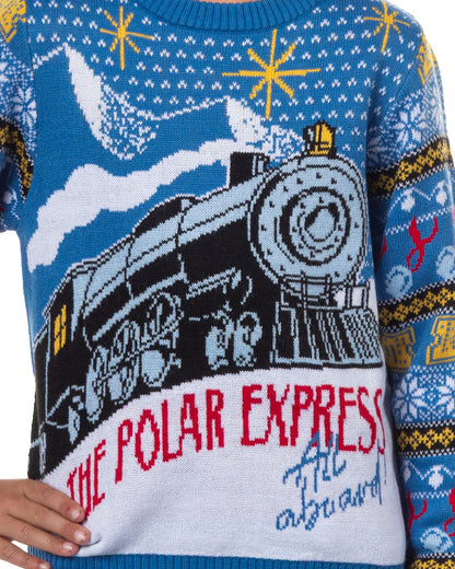 Polar Express Ugly Sweater Kids All Aboard Fair Isle Knit Holiday Pullover