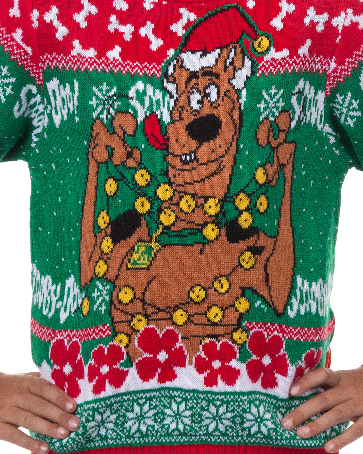 Scooby-Doo Ugly Sweater Tangled Lights Kids Knit Holiday Pullover