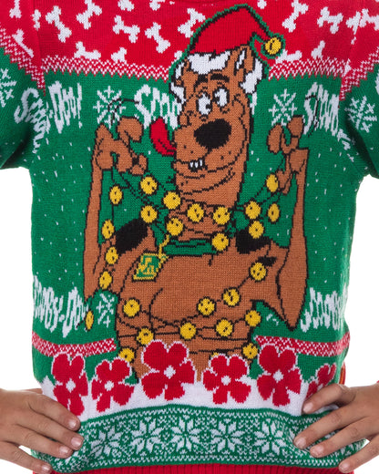 Scooby-Doo Ugly Sweater Tangled Lights Kids Knit Holiday Pullover
