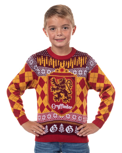 Harry Potter Ugly Sweater Kids House Crest Knit Christmas Pullover
