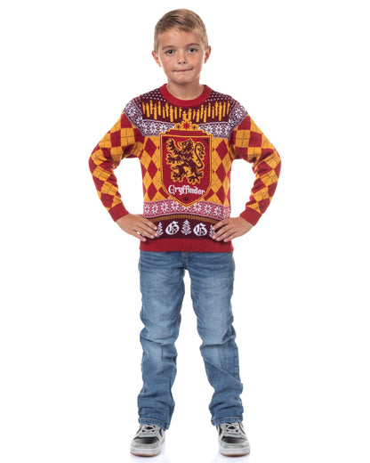 Harry Potter Ugly Sweater Kids House Crest Knit Christmas Pullover