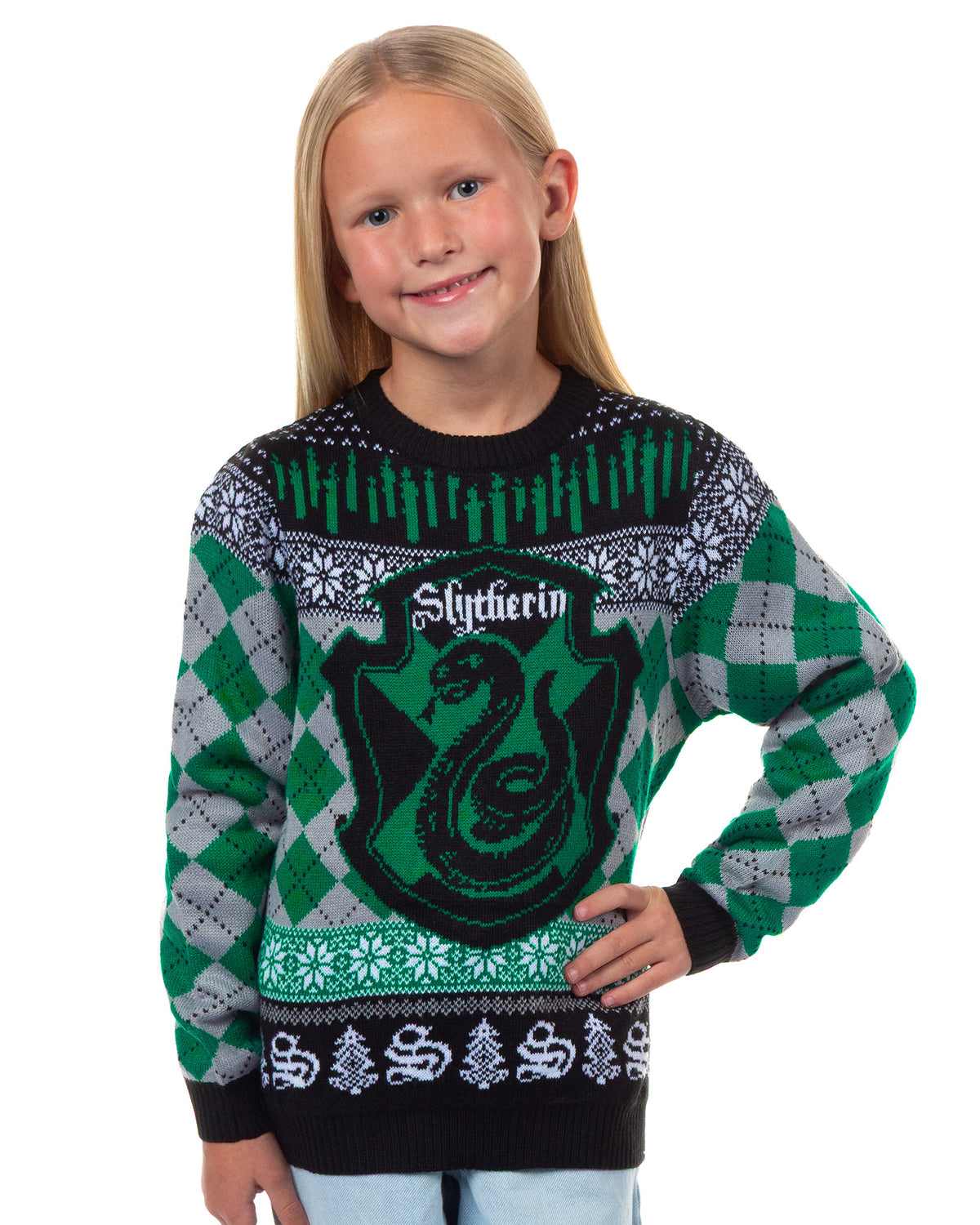 Harry Potter Ugly Sweater Kids House Crest Knit Christmas Pullover