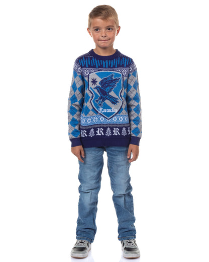 Harry Potter Ugly Sweater Kids House Crest Knit Christmas Pullover