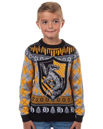 Harry Potter Ugly Sweater Kids House Crest Knit Christmas Pullover