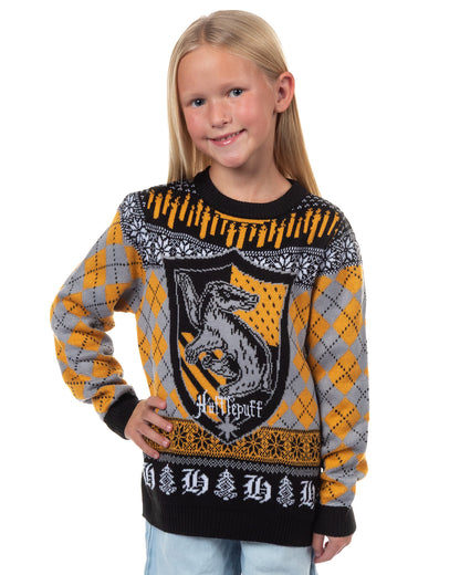 Harry Potter Ugly Sweater Kids House Crest Knit Christmas Pullover