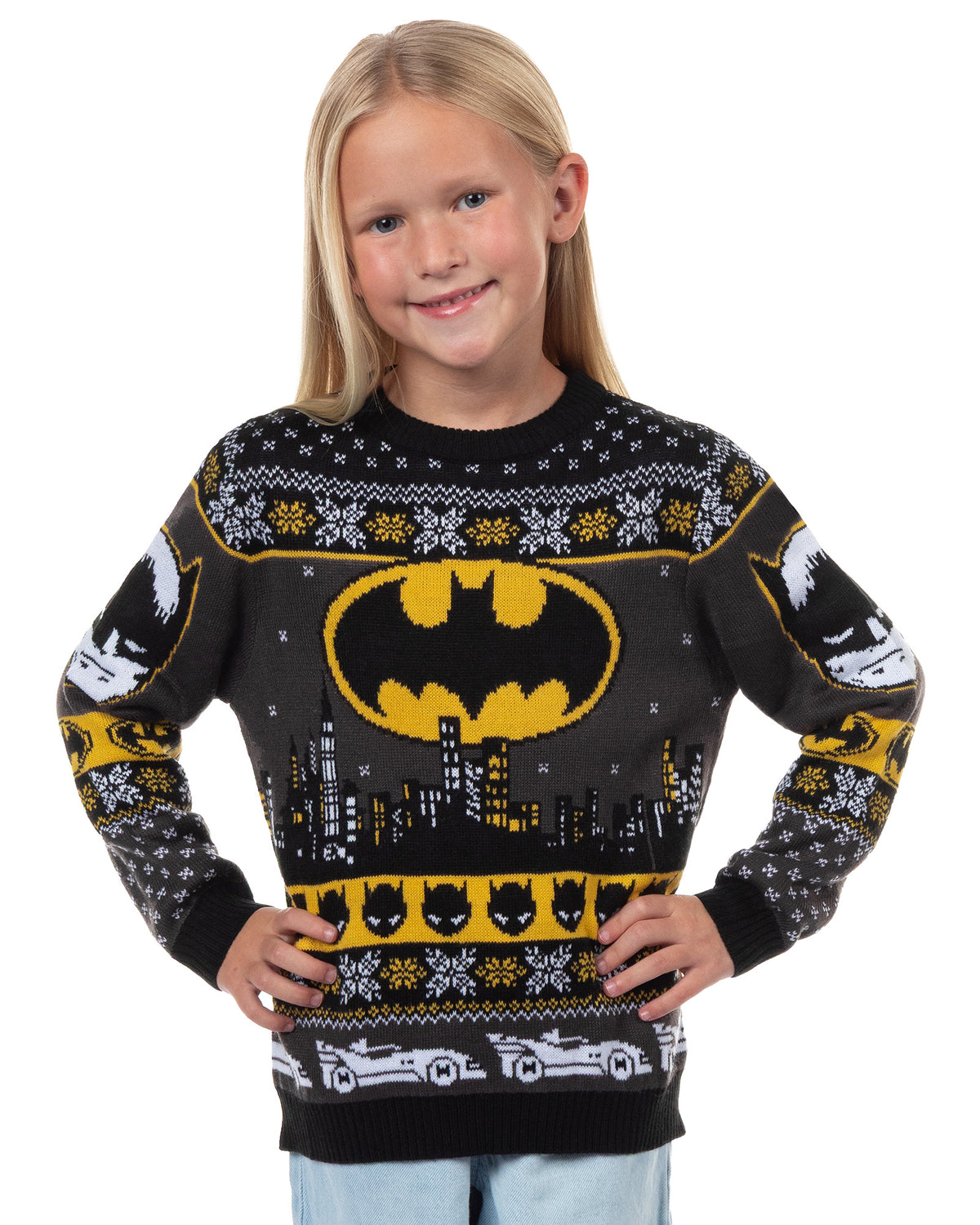 Batman Ugly Sweater Kids Bat Signal Fair Isle Christmas Knit Pullover