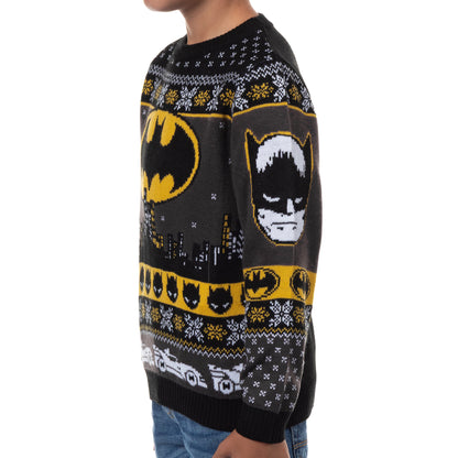 Batman Ugly Sweater Kids Bat Signal Fair Isle Christmas Knit Pullover