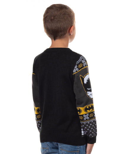 Batman Ugly Sweater Kids Bat Signal Fair Isle Christmas Knit Pullover