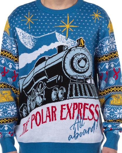 The Polar Express Ugly Sweater Adult All Aboard Holiday Knit Pullover
