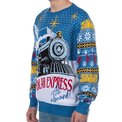 The Polar Express Ugly Sweater Adult All Aboard Holiday Knit Pullover