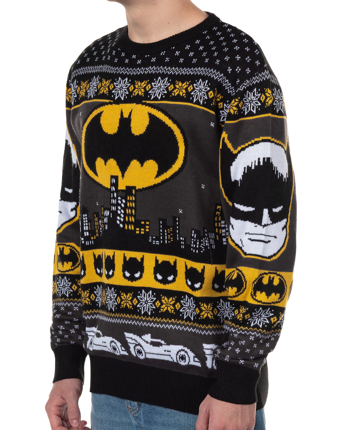 Batman Ugly Sweater Adult Bat Signal Holiday Knit Pullover