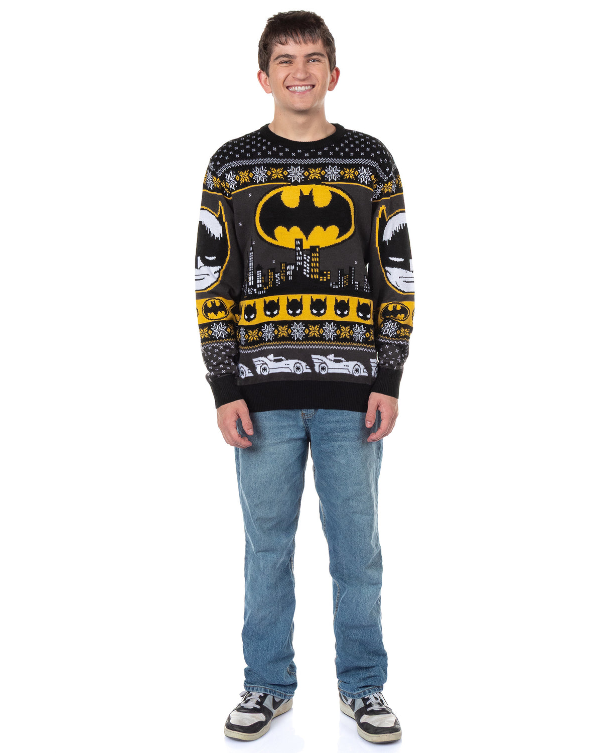 Batman Ugly Sweater Adult Bat Signal Holiday Knit Pullover
