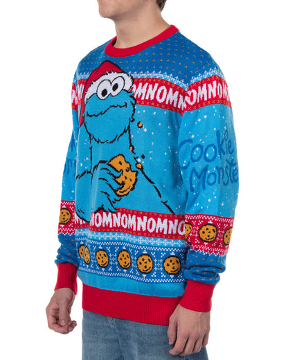 Sesame Street Ugly Sweater Adult Cookie Monster Knit Holiday Pullover