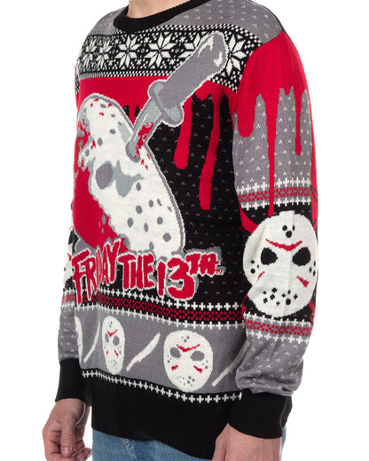 Friday the 13th Ugly Sweater Adult Hockey Mask Holiday Knit Pullover