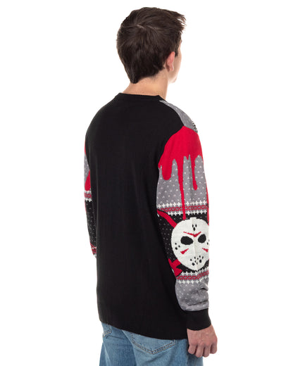 Friday the 13th Ugly Sweater Adult Hockey Mask Holiday Knit Pullover