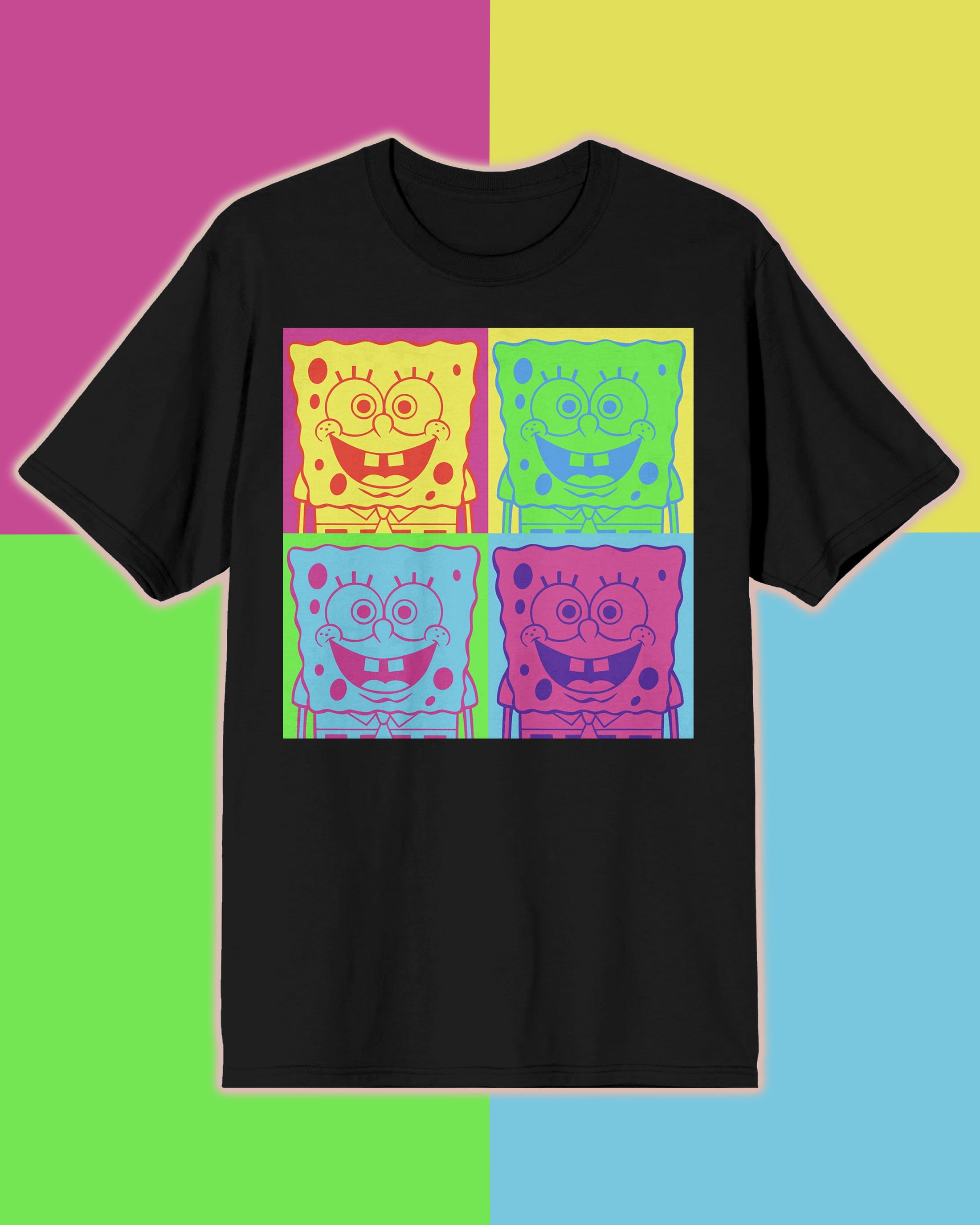 SpongeBob Squarepants T-Shirt Men's Color Block Grid Character Design Tee
