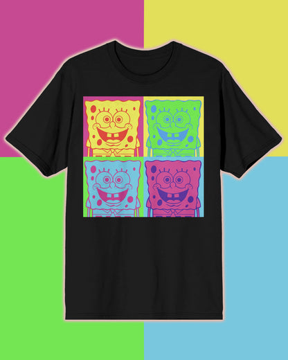 SpongeBob Squarepants T-Shirt Men's Color Block Grid Character Design Tee