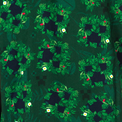 Minecraft Hawaiian Shirt Men's Vegetation Block Creeper Design Button Up Top