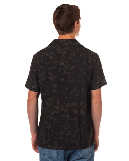 Ghost Face Hawaiian Shirt Men's Mask Splatter Button Up Woven Top