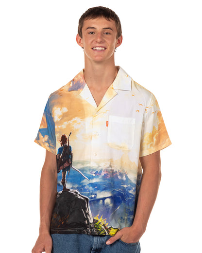 Nintendo The Legend of Zelda Hawaiian Shirt Breath Of The Wild Button Up