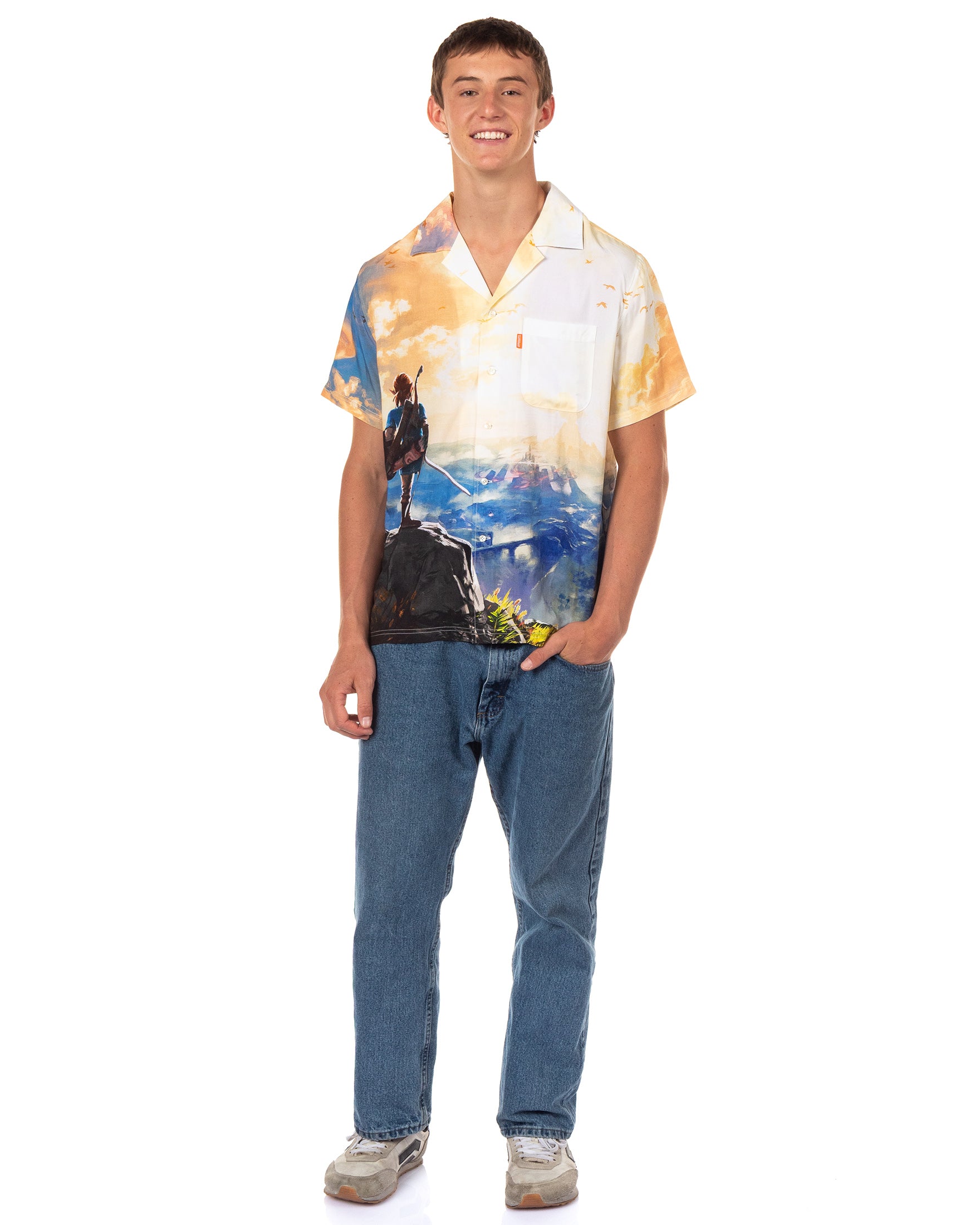 Nintendo The Legend of Zelda Hawaiian Shirt Breath Of The Wild Button Up