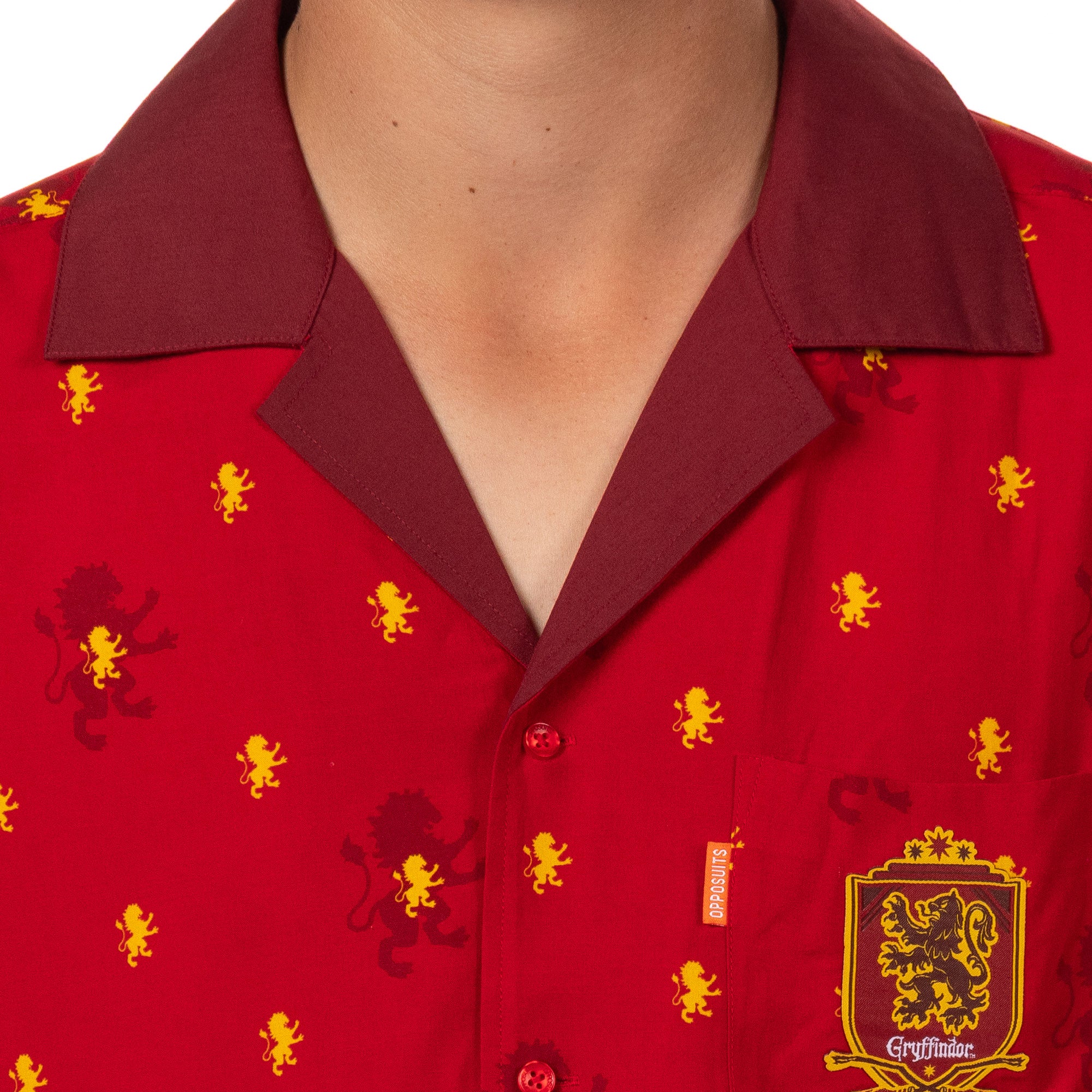Harry Potter Hawaiian Shirt Men's Gryffindor Button Up Woven Top